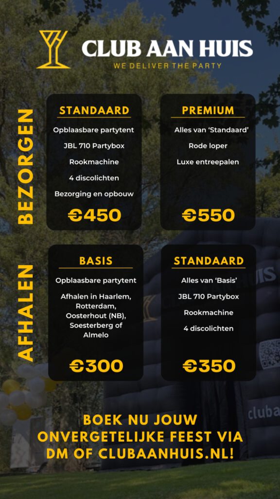Prijzen opblaasbare partytent huren